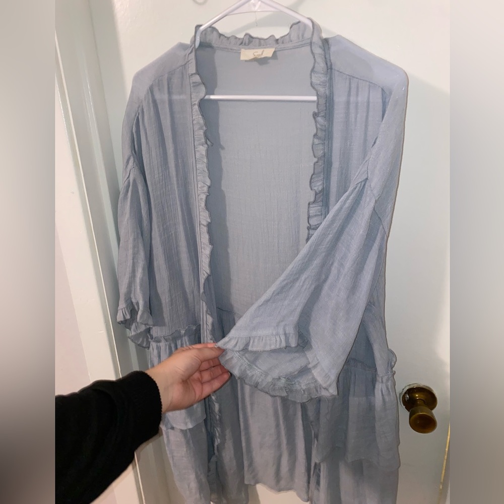 Blue grey Easel LA kimono cardigan Small